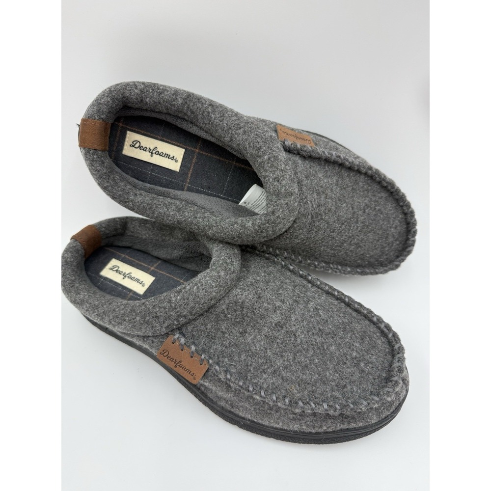 Dearfoams Dark Gray Wool Blend Memory Foam No Sweat Slippers Men’s US 9/10
